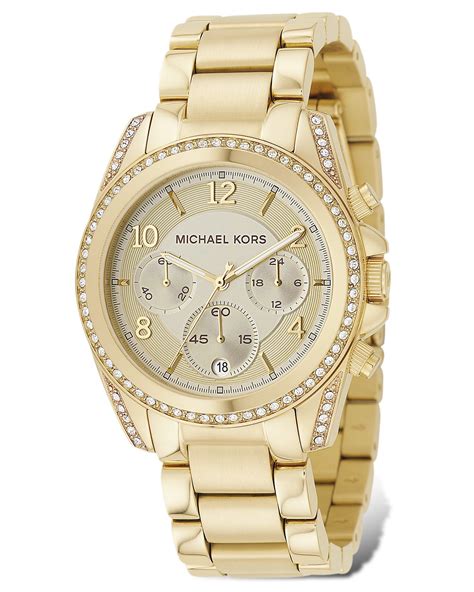 michael kors gold leather strap watch|Michael Kors men's leather watch.